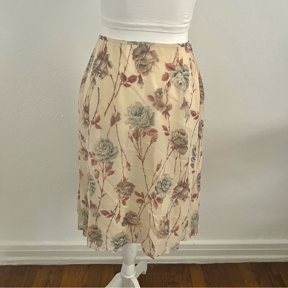Vintage 90s Calvin Klein Butter Yellow floral Midi skirt